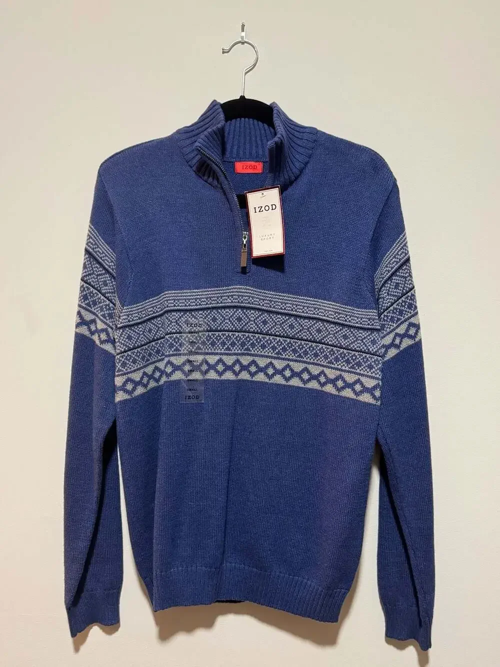Men's IZOD Fairisle Quarter-Zip Sweater Blue Luxury Sport